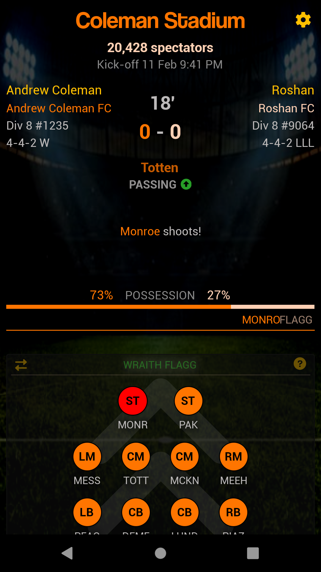 Screenshot of Sidelines Football Manager