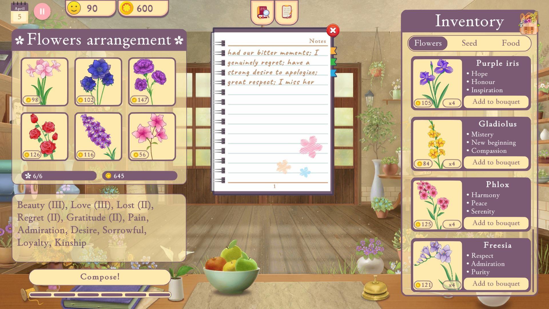 Screenshot of Hanako's Flower Shop