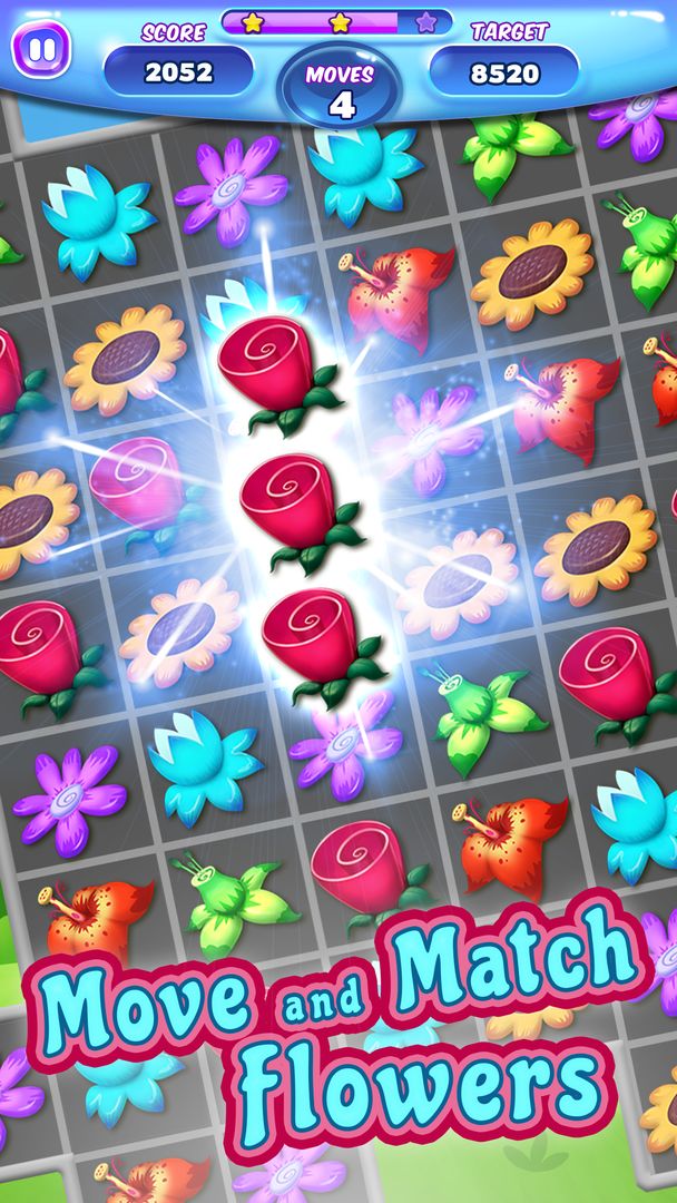 Flower Smash Match 3 게임 스크린 샷