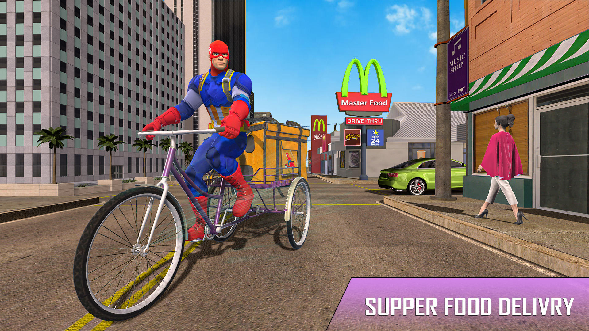 Superhero Bike Taxi Game Sim Game Screenshot