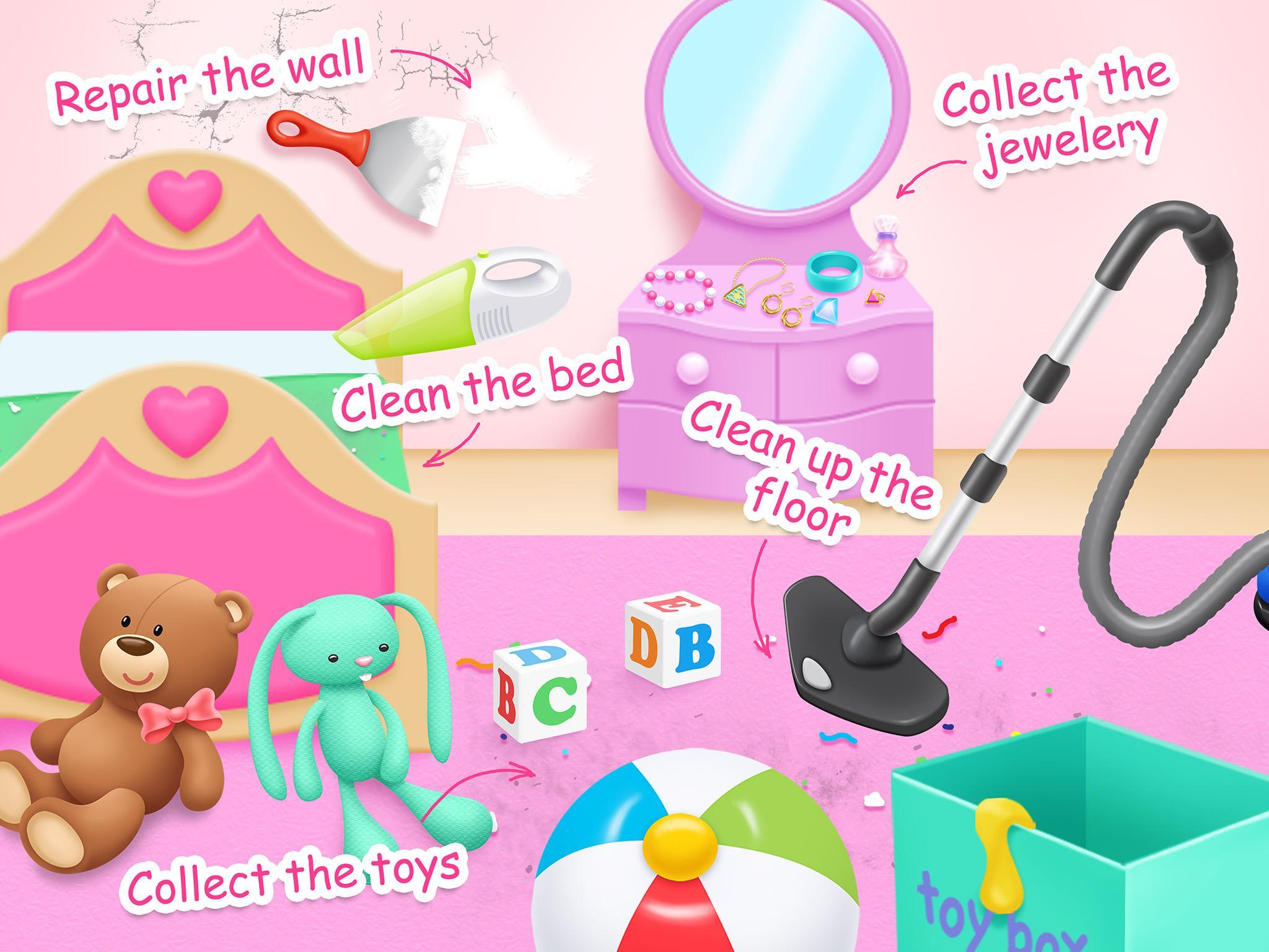 Captura de Tela do Jogo Doll House Cleanup