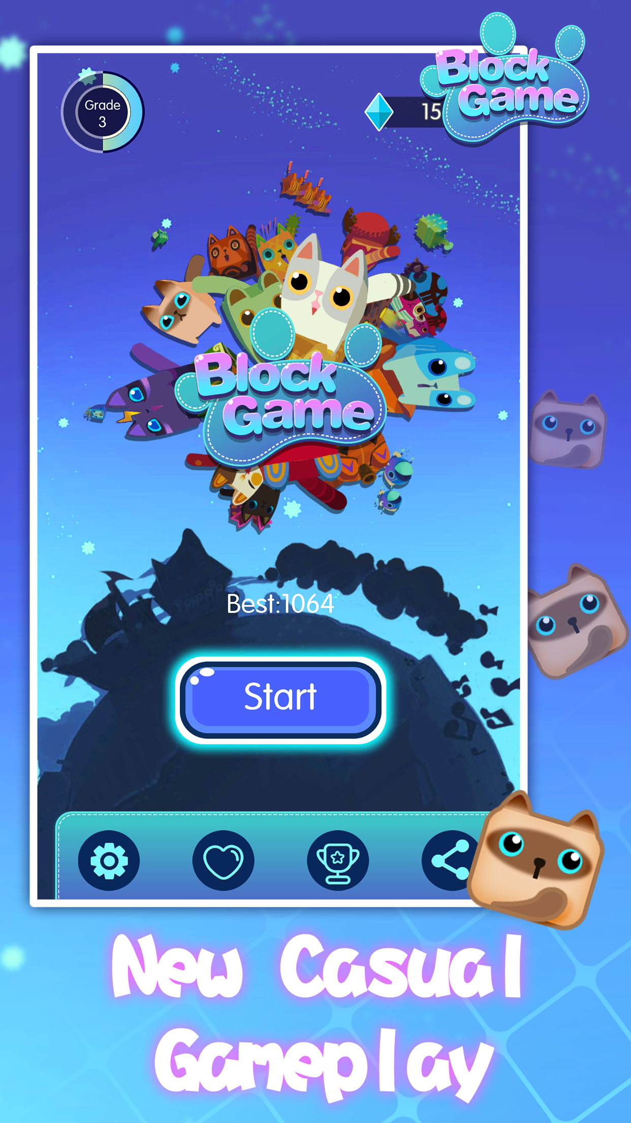 Slides Block Puzzle: Cats Match Game Game Screenshot