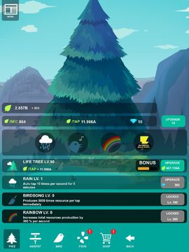 Birdstopia - Idle Bird Clicker Oasis ゲームのスクリーンショット