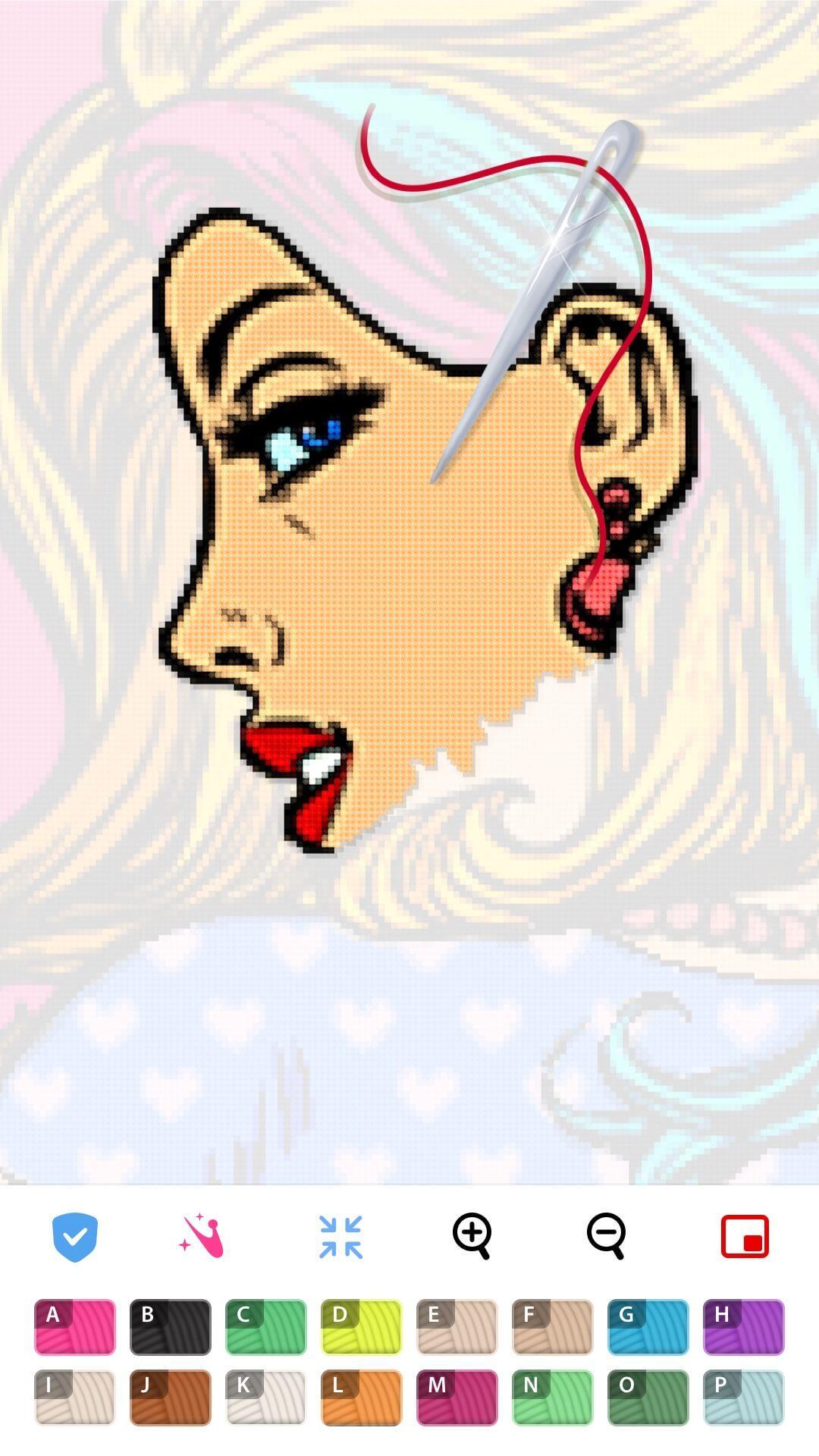 Screenshot of Color by Letter: Sewing game