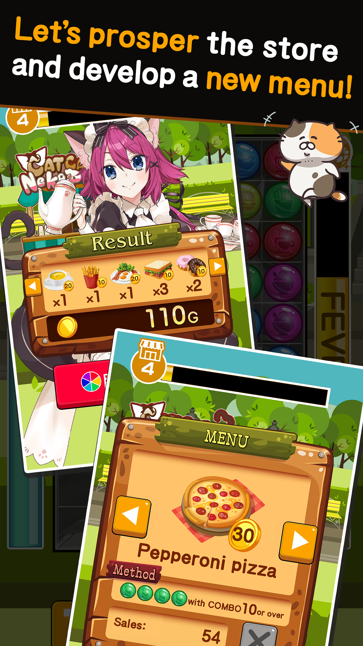 Cuplikan Layar Game Neko Pazu:Cat waitress cafe training puzzle game.