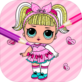 Cute Dolls Gliter Coloring Pages