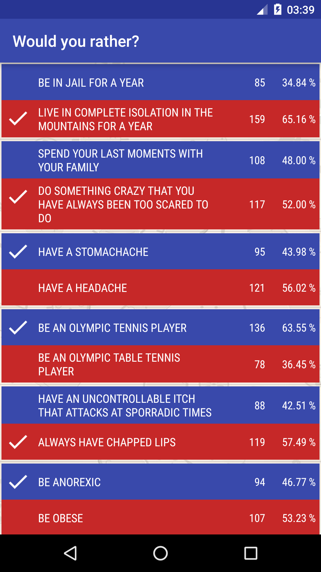 Cuplikan Layar Game Would you rather