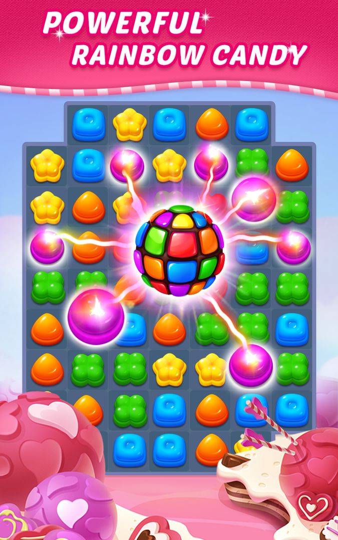 Sweet Candy Puzzle: Crush & Pop Free Match 3 Game ภาพหน้าจอเกม