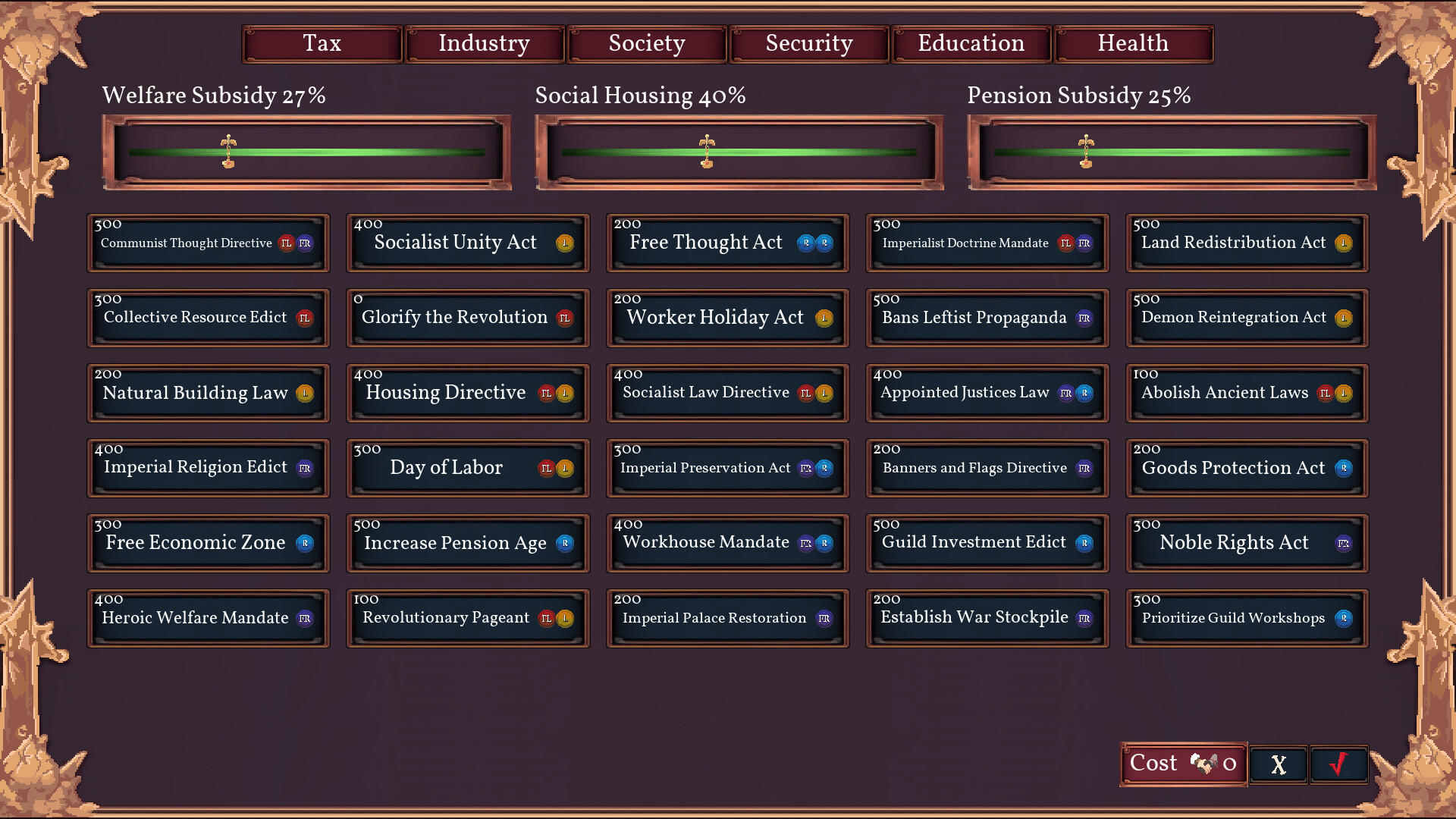 Screenshot of Fantasy Senate Simulator