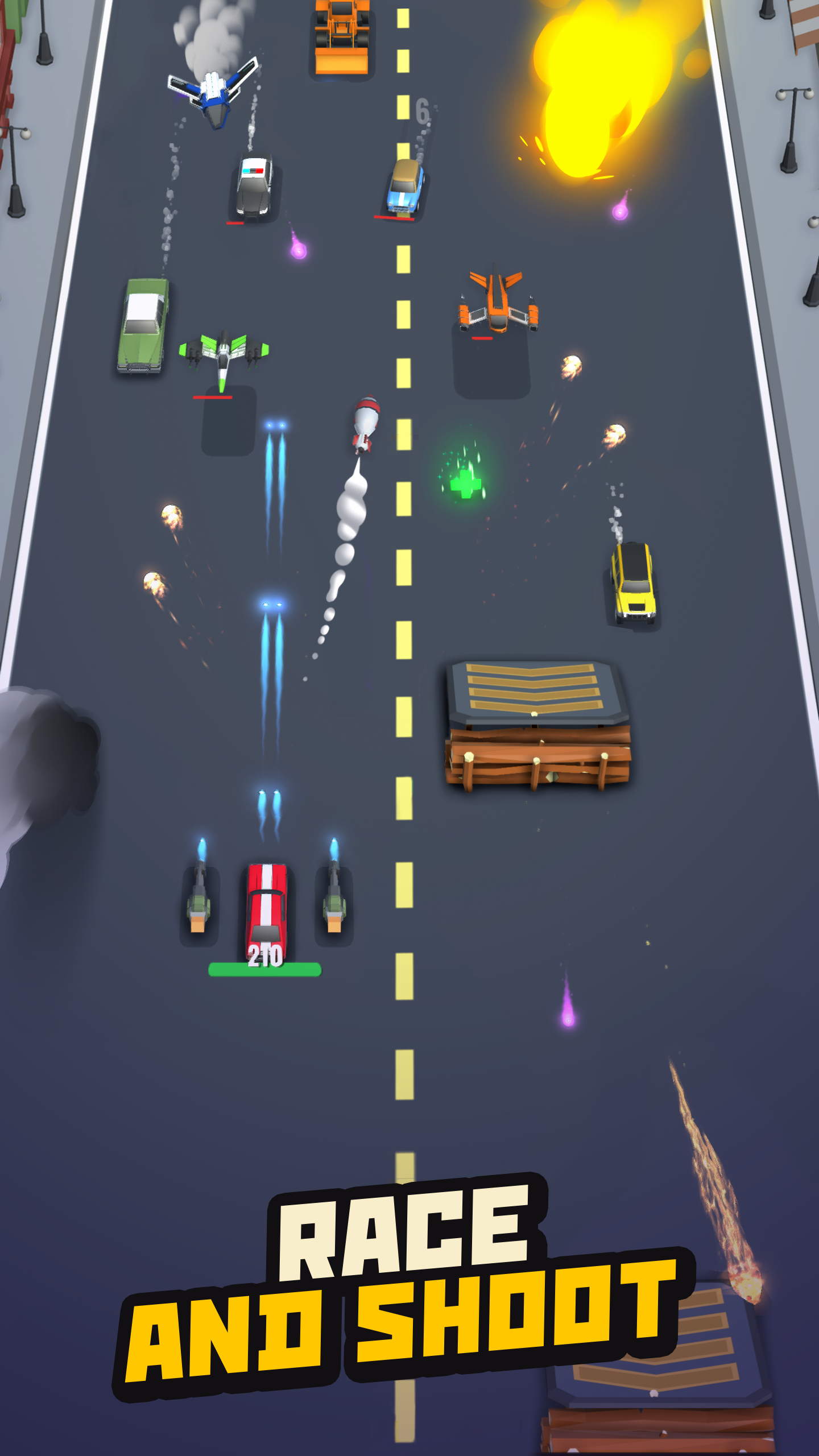 No Brakes: Car Shooting Games! Game Screenshot