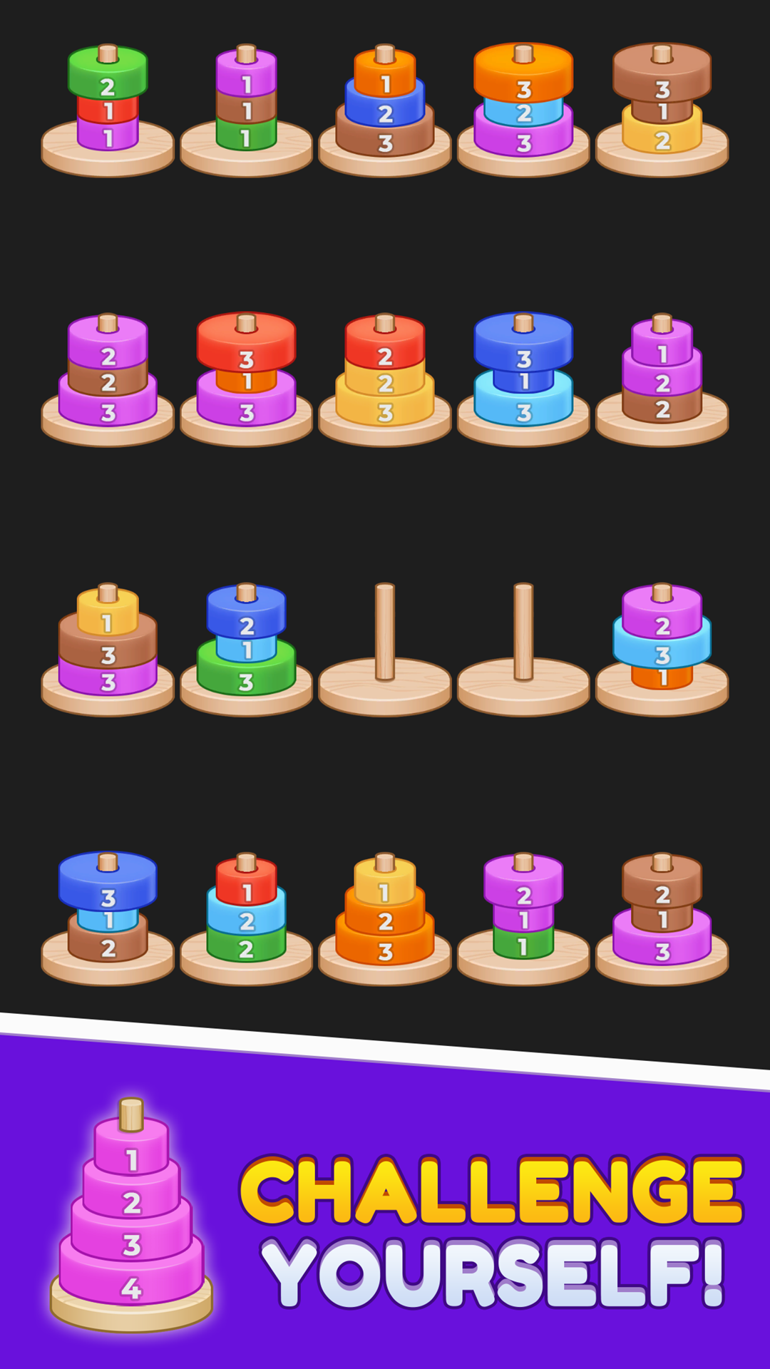 Hanoi Tower Color Sort Game Screenshot