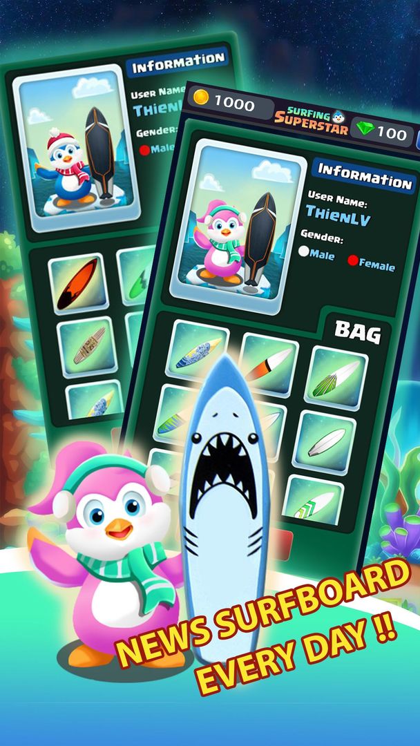 Penguin Surfer screenshot game