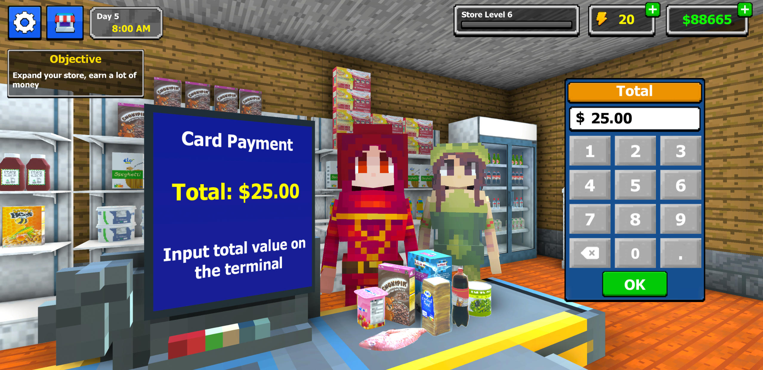 Pixel Supermarket Simulator Game Screenshot