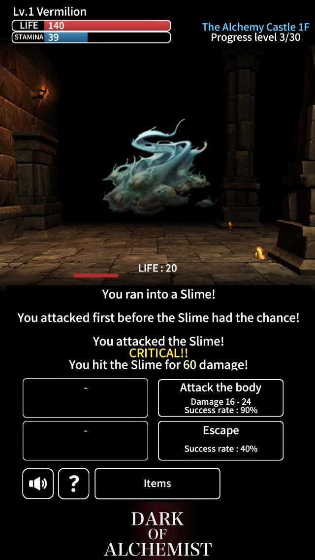 Dark of Alchemist - Dungeon Cr Game Screenshot