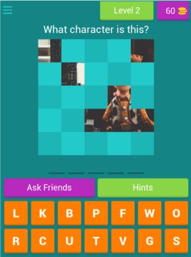 Cartoon Character Quiz Game Game Screenshot