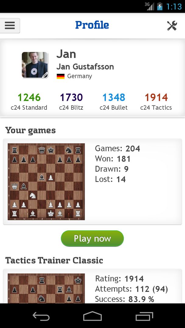 Chess - play, train & watch screenshot game