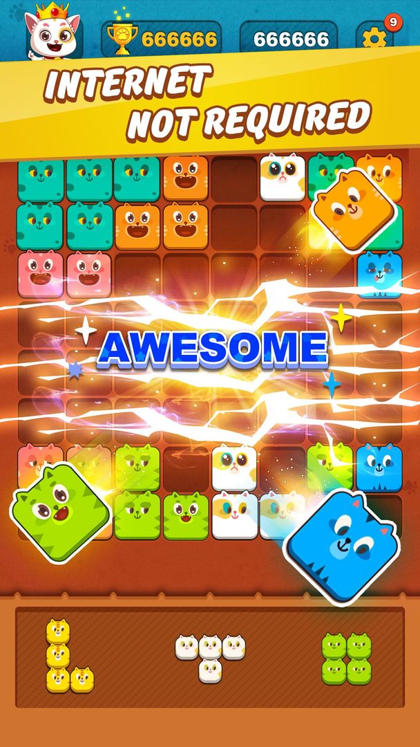 Block Crush™ - Cute Kitty Puzzle Game遊戲截圖