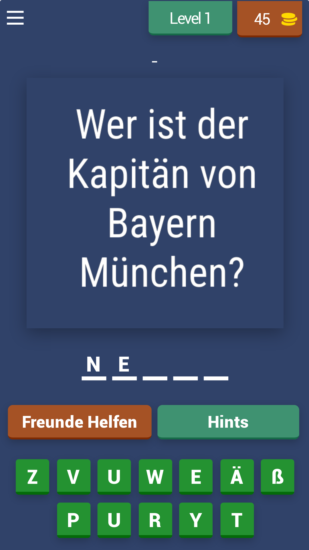 Скриншот игры Bayern München Spieler Quiz