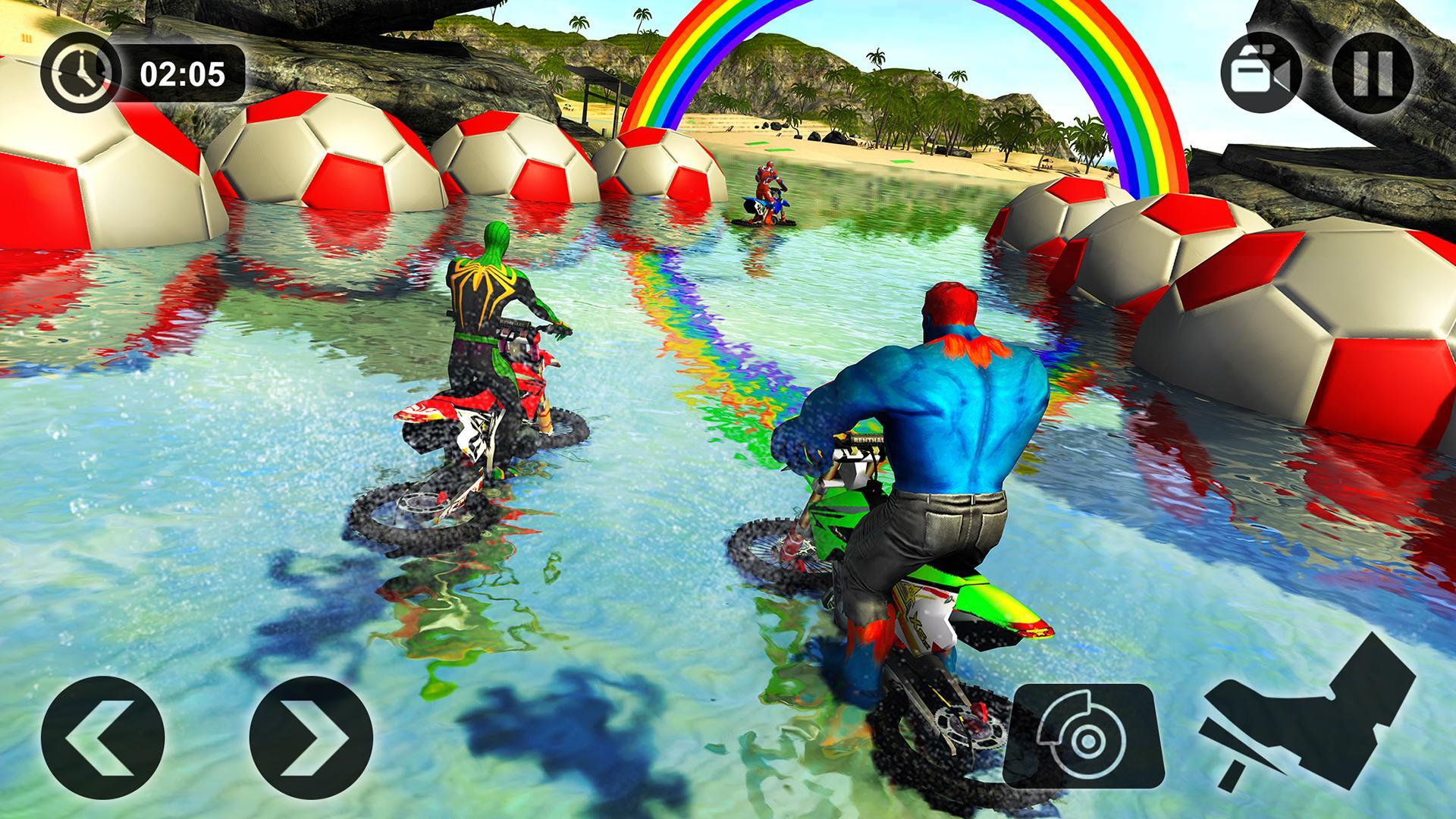Superhero Water Surfer Bike Racing: Beach Racer Game Screenshot
