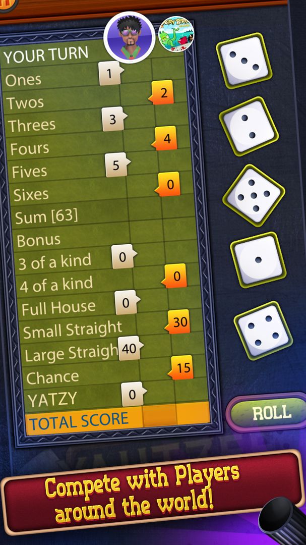 Yatzy screenshot game