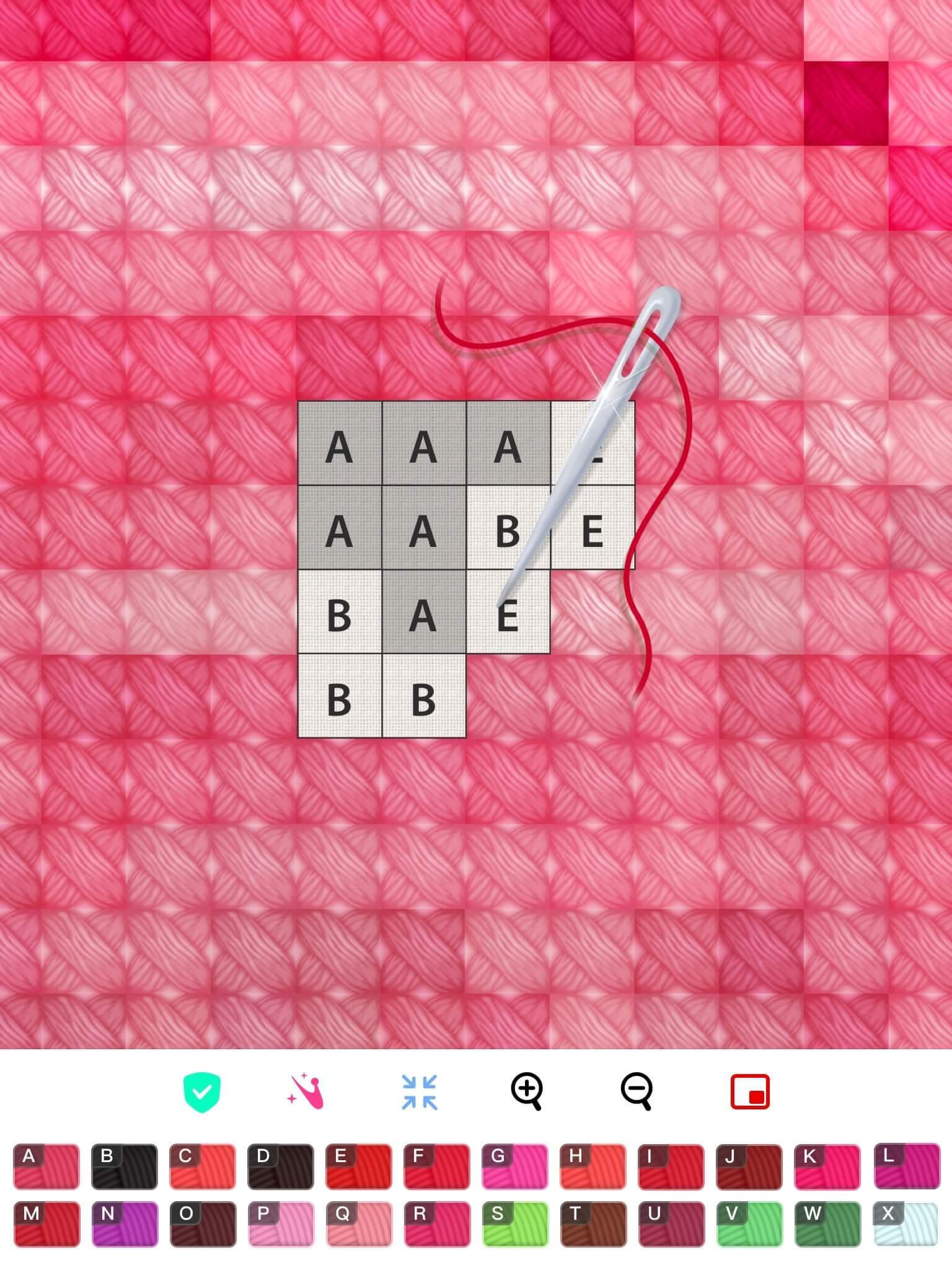 Screenshot of Color by Letter: Sewing game