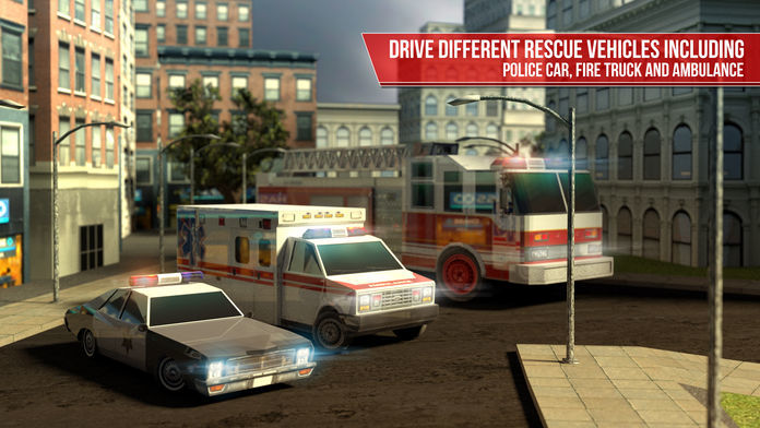 Screenshot of Emergency Simulator PRO - Driving and parking police car, ambulance and fire truck