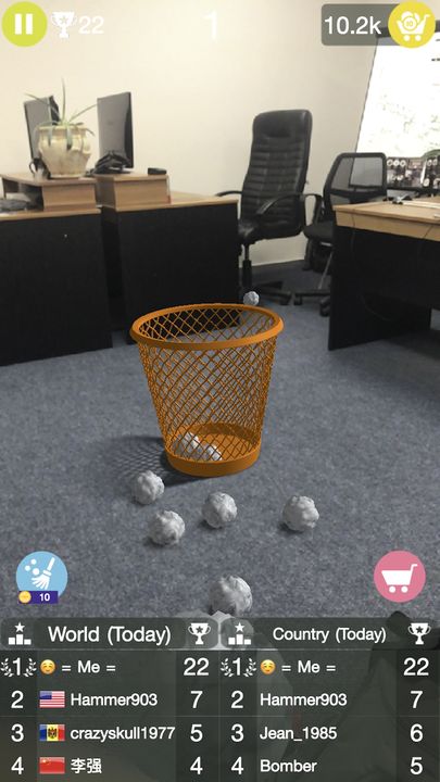 Paper Bin AR: office games Game Screenshot