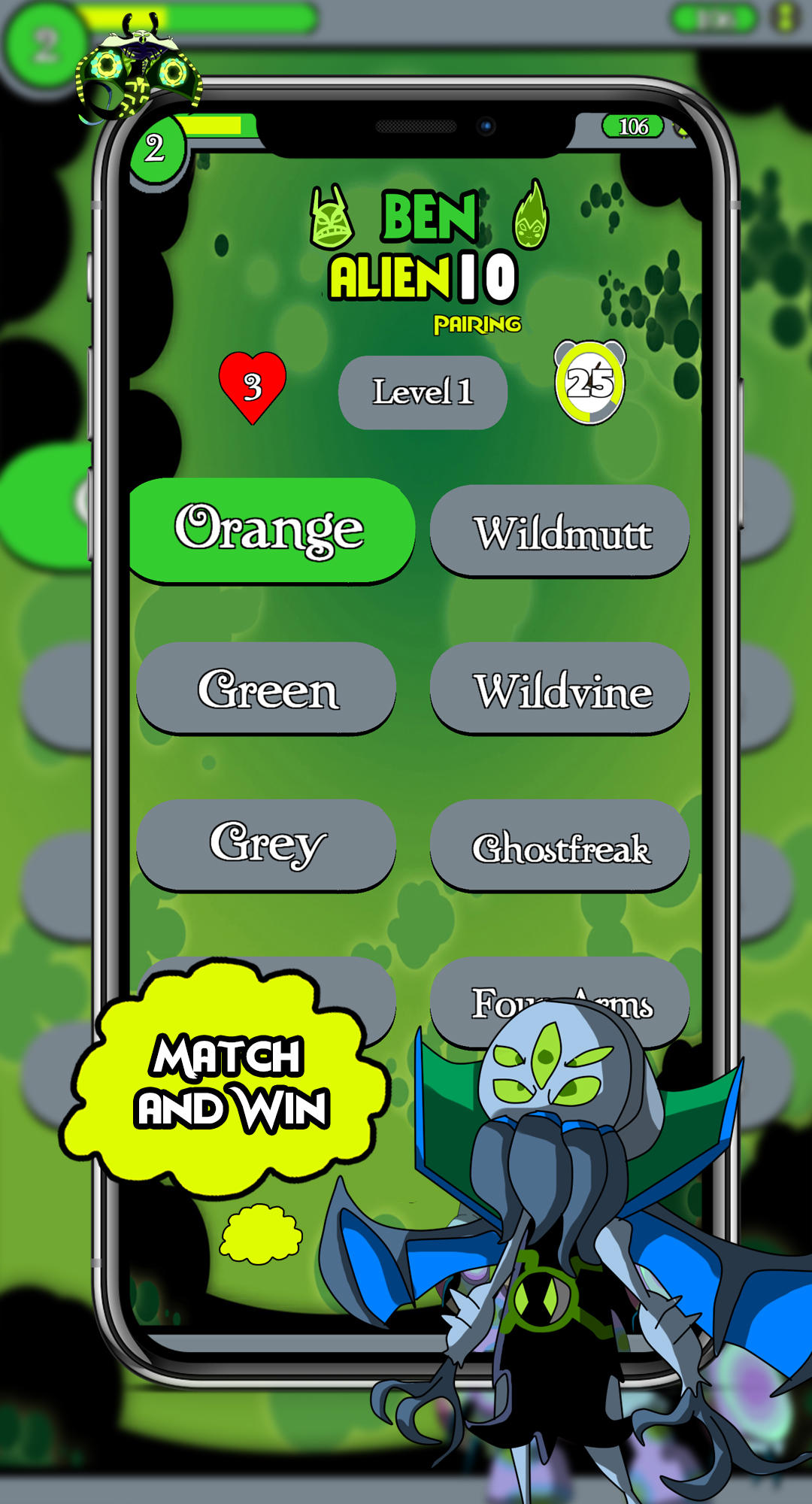 Screenshot of Ben Alien 10 Quiz