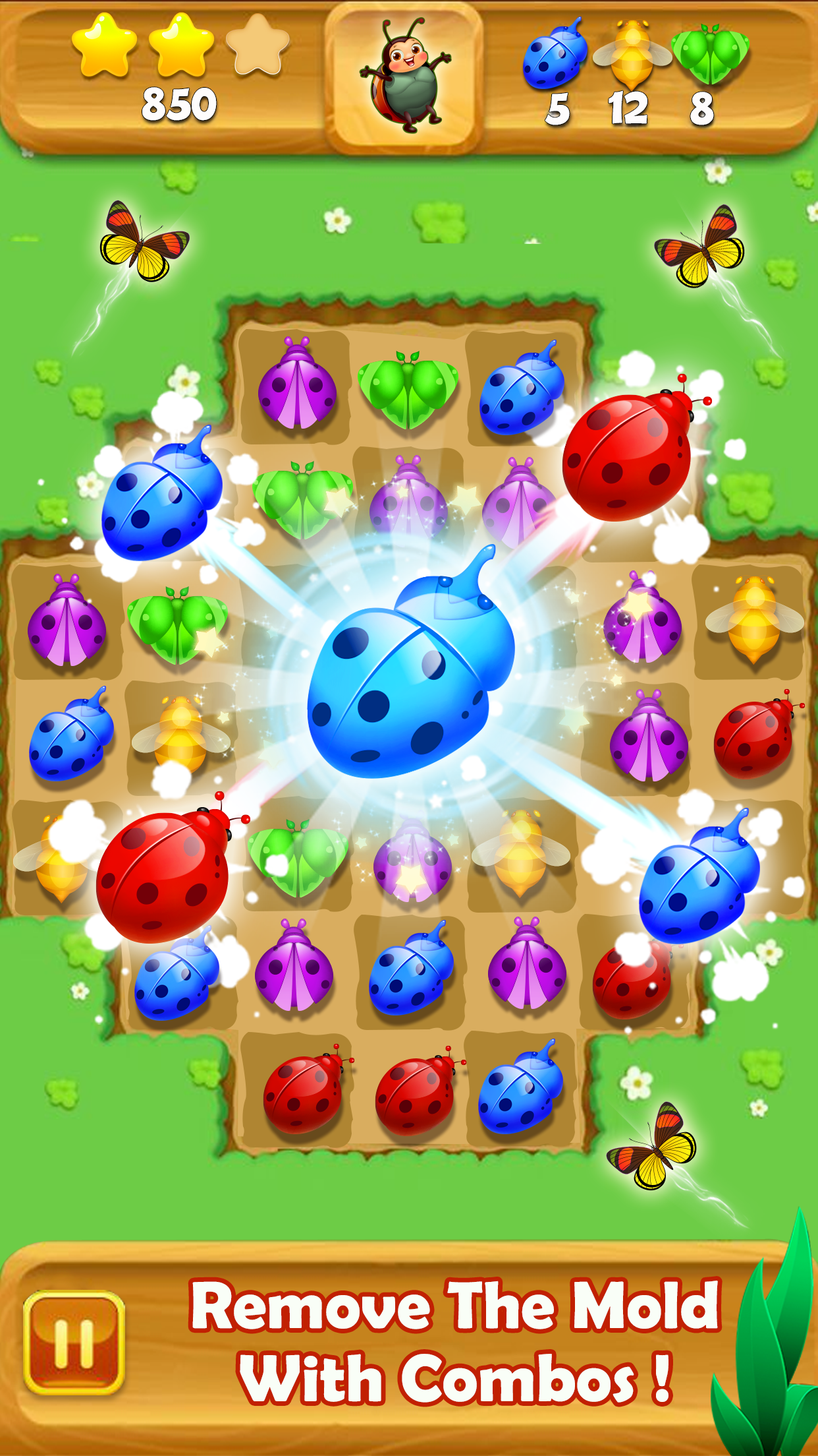 Candy Bug Match 3 Game Screenshot