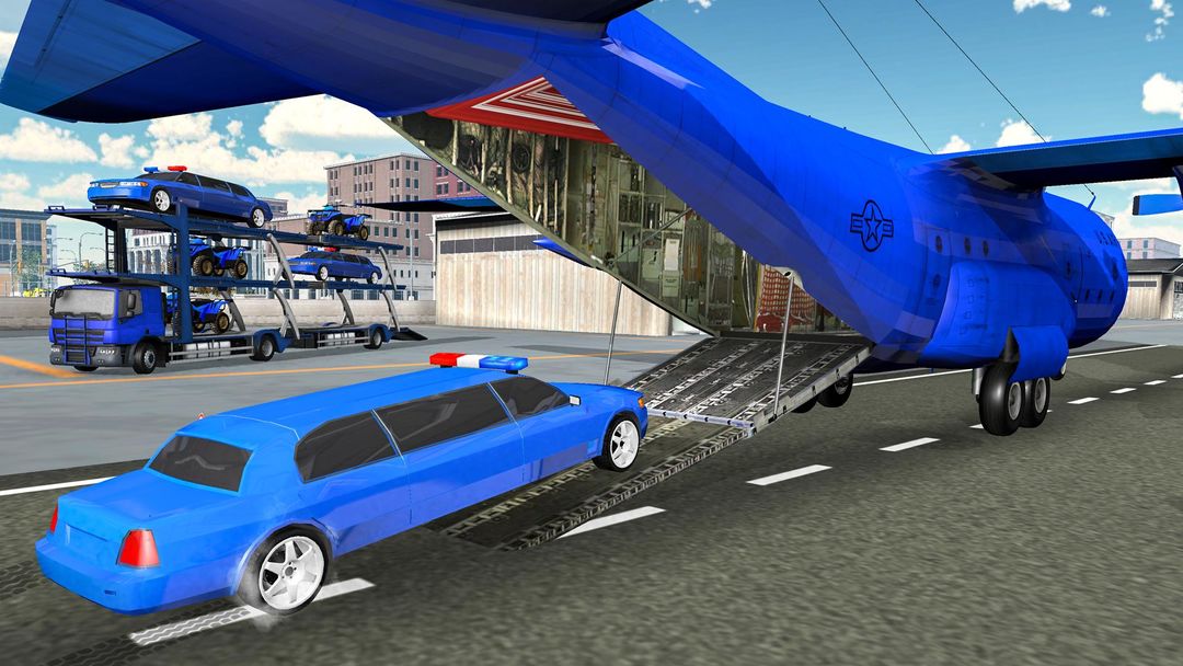 Screenshot of US Police limousine Car Quad Bike Transporter Game