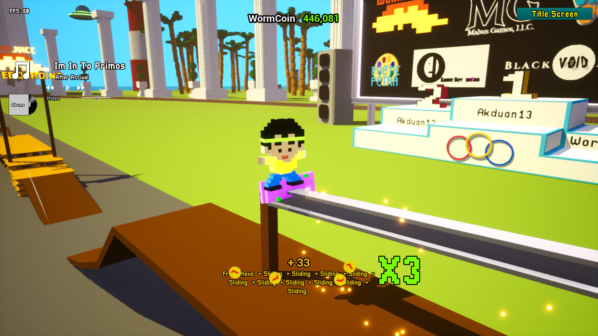 WormJuice Skateboarding Olympics Game Screenshot