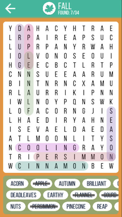 Screenshot of Word Trivia Search Fun Seasons