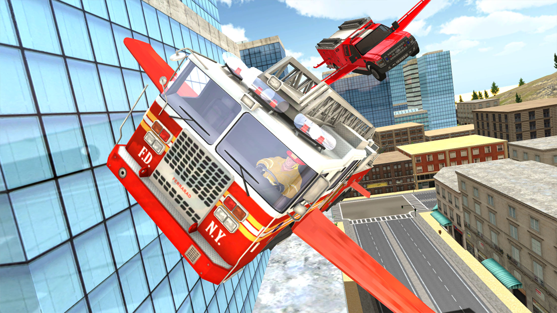 Fire Truck Flying Car Game Screenshot