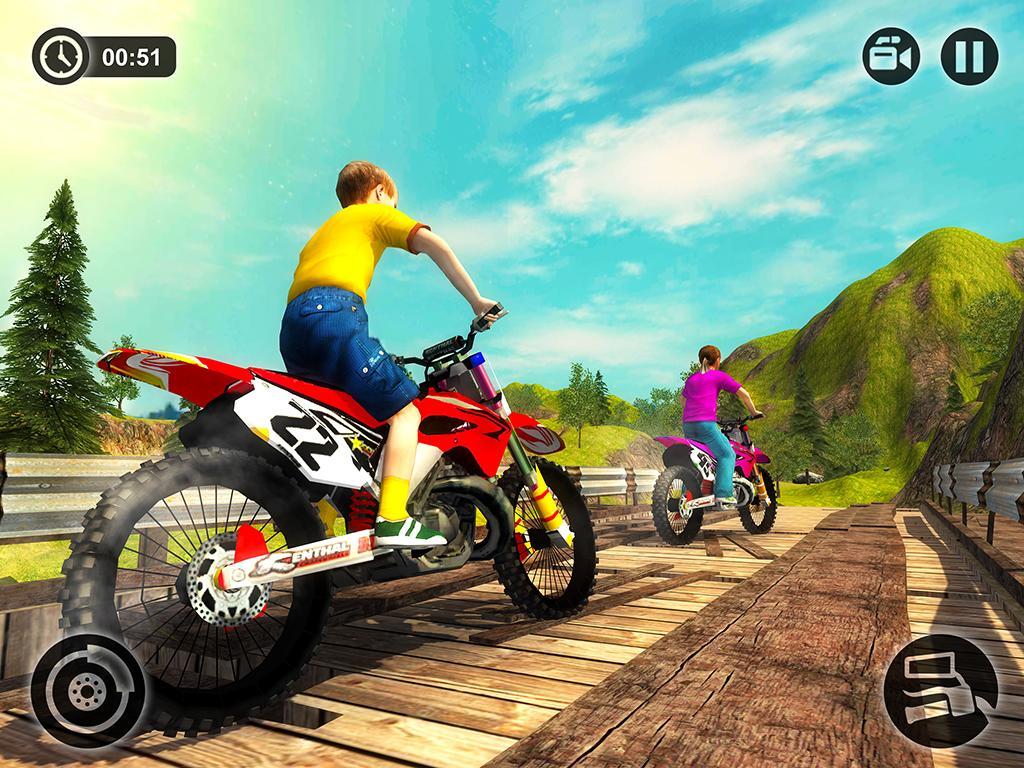 Kids Downhill Mountain Motorbi Game Screenshot