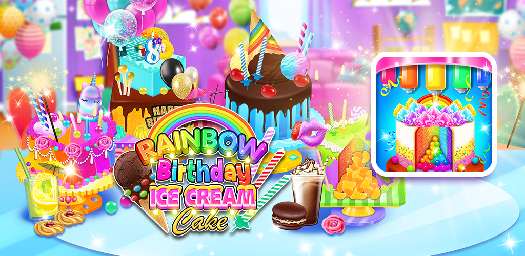 Banner of Rainbow Glitter Birthday Cake 2.1