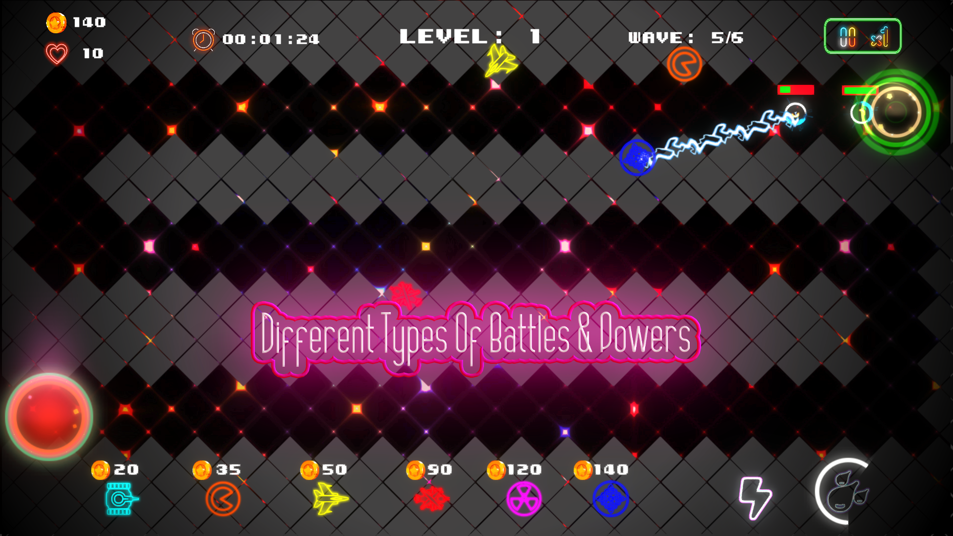 Neon Battle Defense Game Screenshot