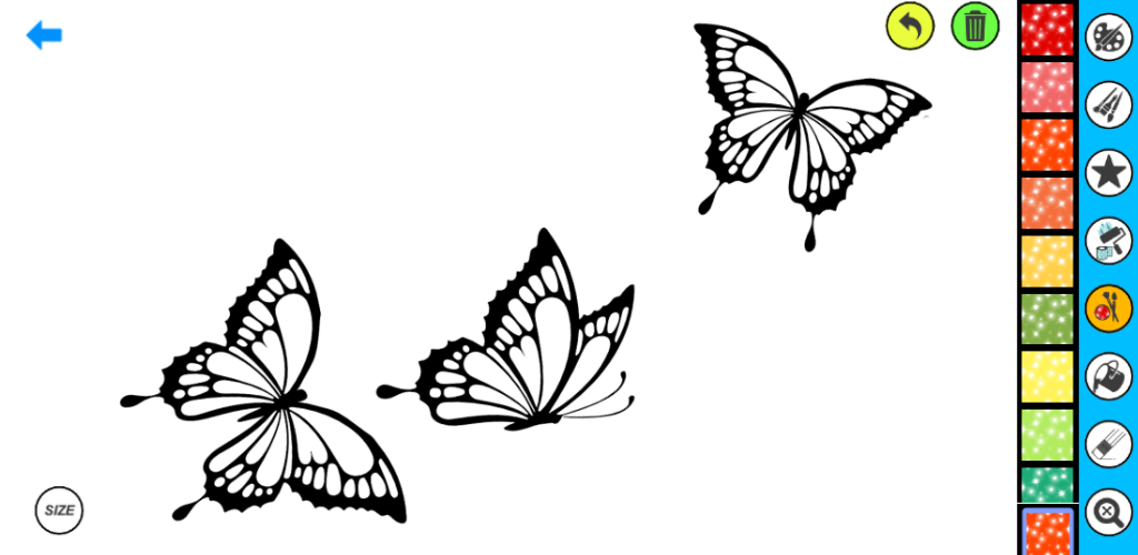 Screenshot of Glitter Butterfly Coloring