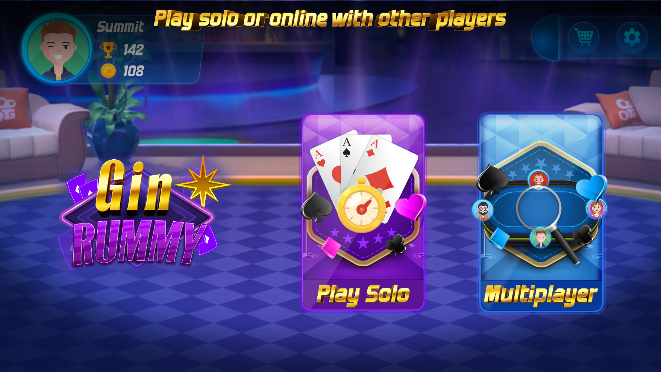 Screenshot of Gin Rummy Online