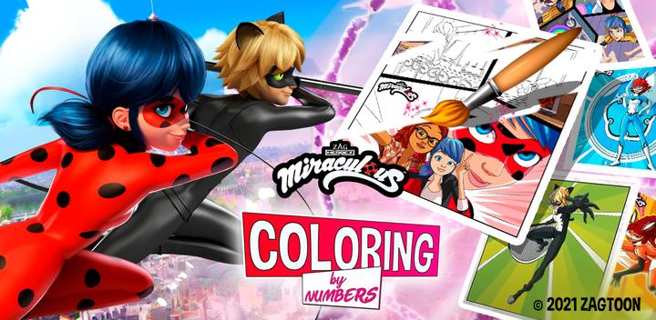 Banner of Miraculous Ladybug & Cat Noir. Color by number 1.3.0