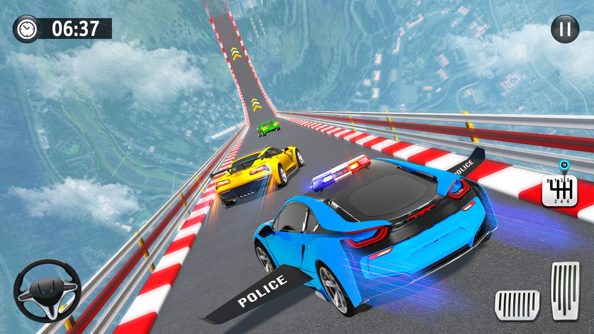 Screenshot of Flying Police Car Stunts Game