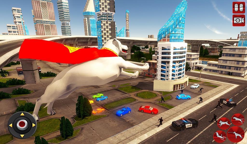 Flying Superhero Dog Hero City Rescue: Dog Games Game Screenshot