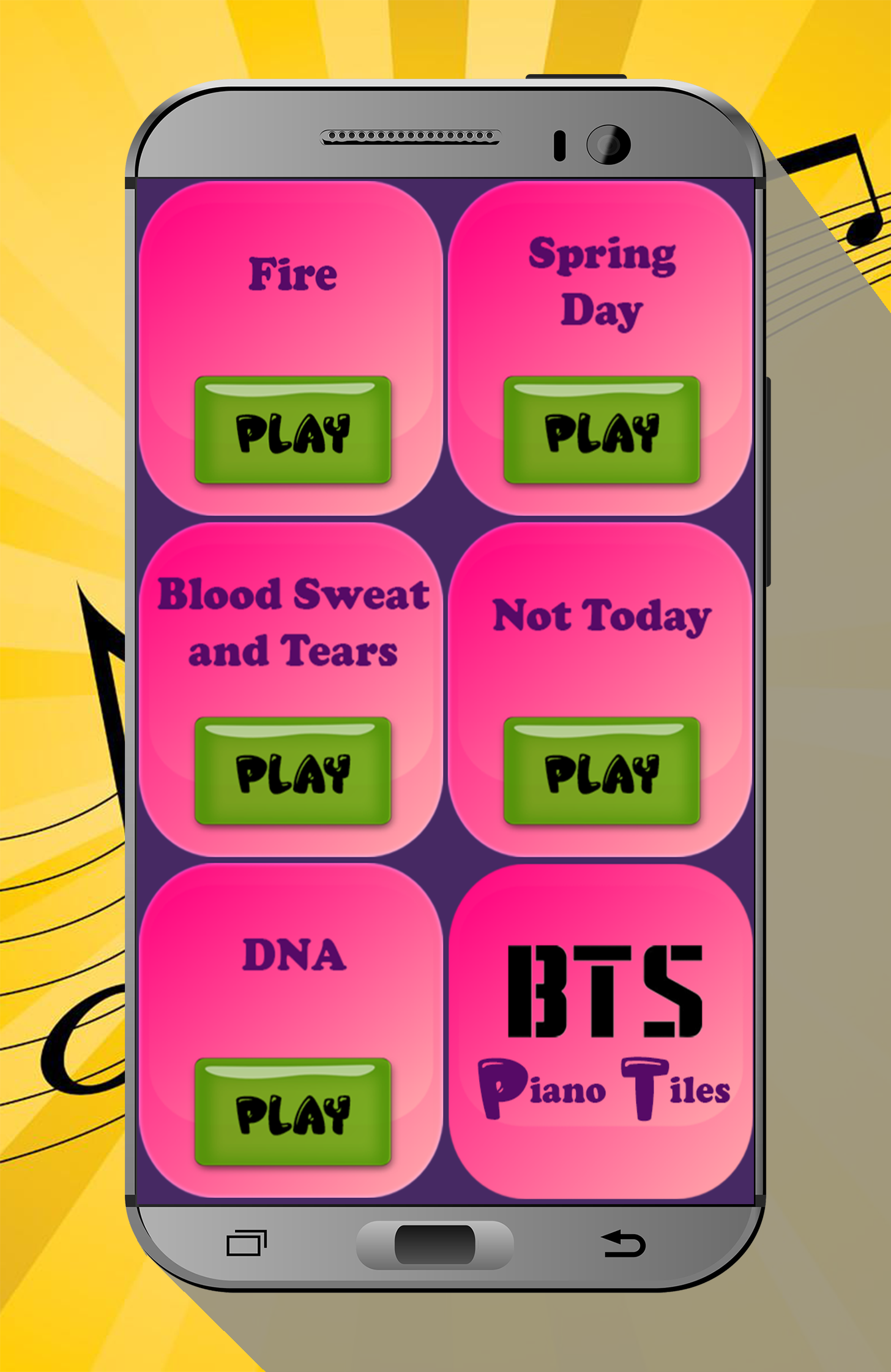 BTS Piano Tiles Game Screenshot