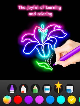 Learn To Draw Glow Flower Game Screenshot