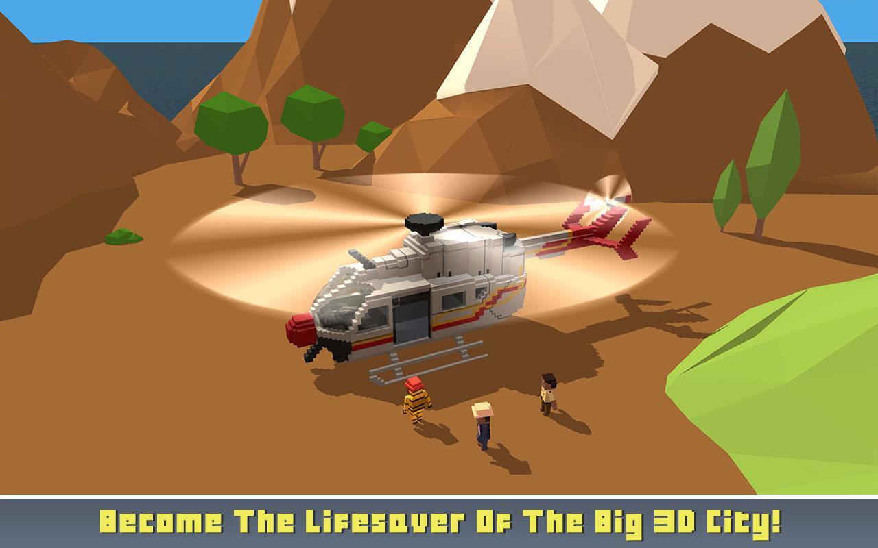 Blocky Helicopter City Heroes ภาพหน้าจอเกม