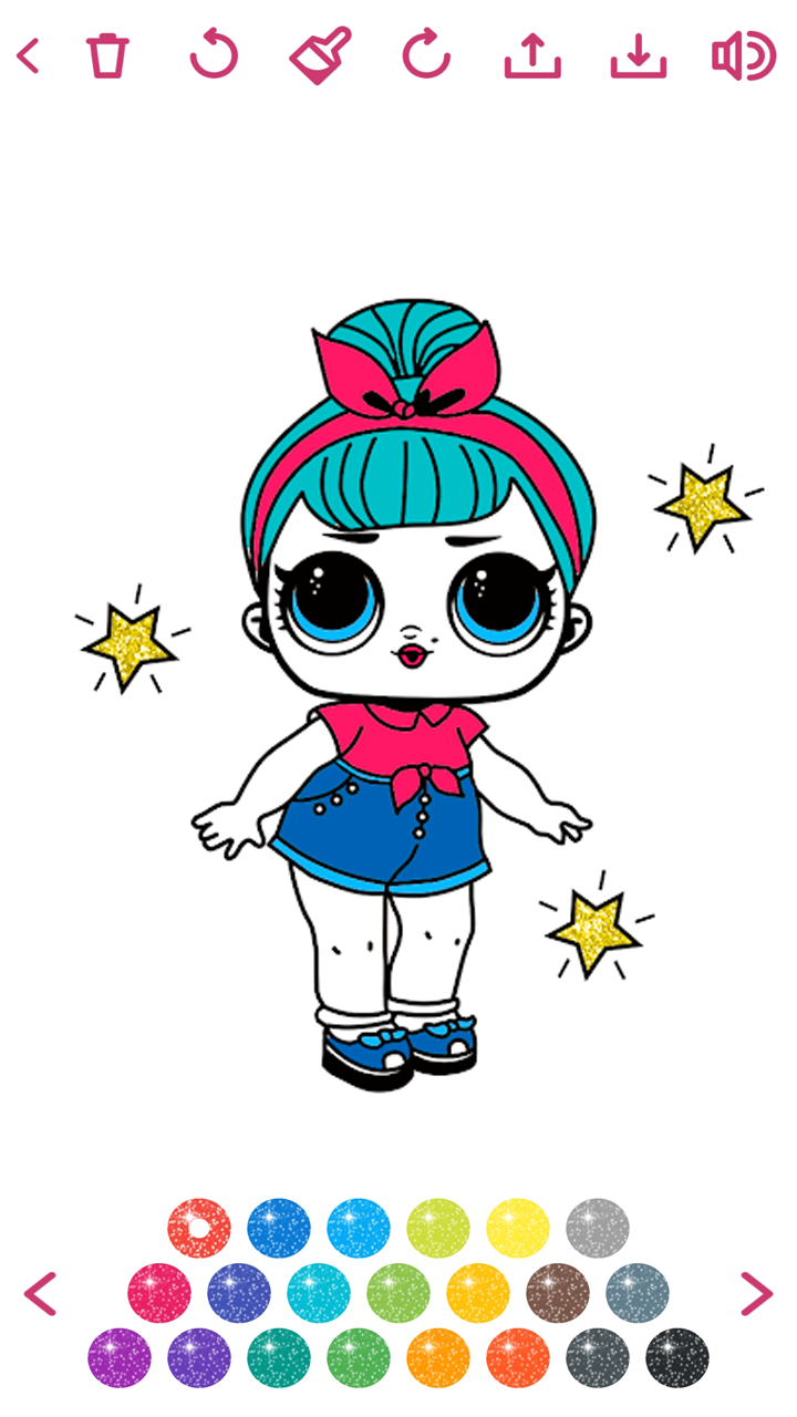 Cute Dolls Gliter Coloring Pages Game Screenshot