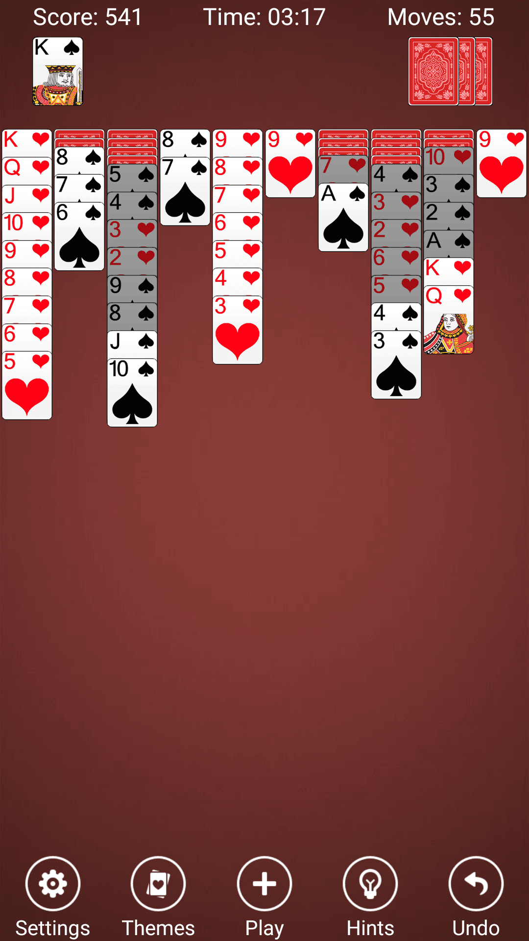 Spider Solitaire Game Screenshot