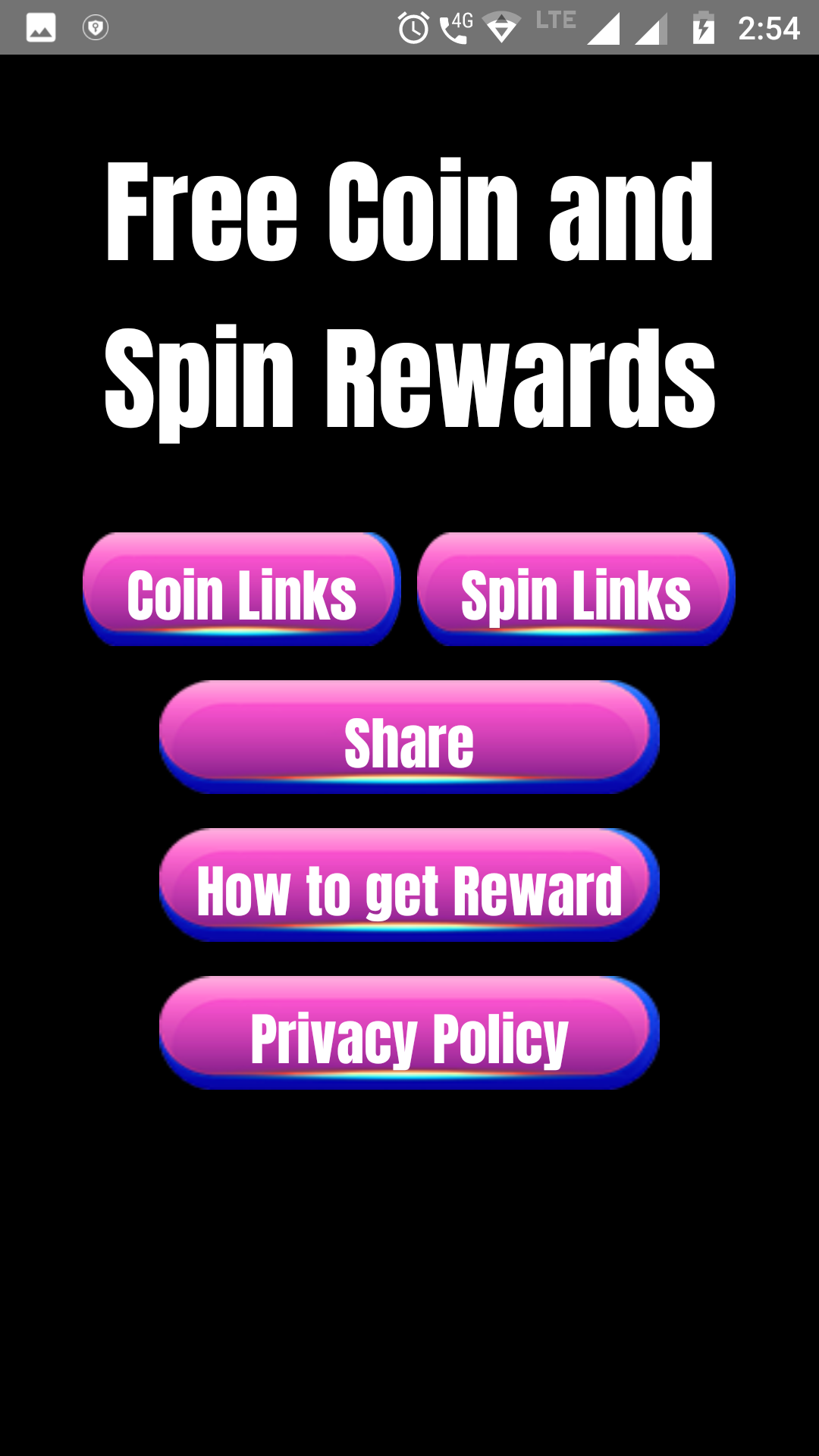 Screenshot of Coin and Spin Rewards