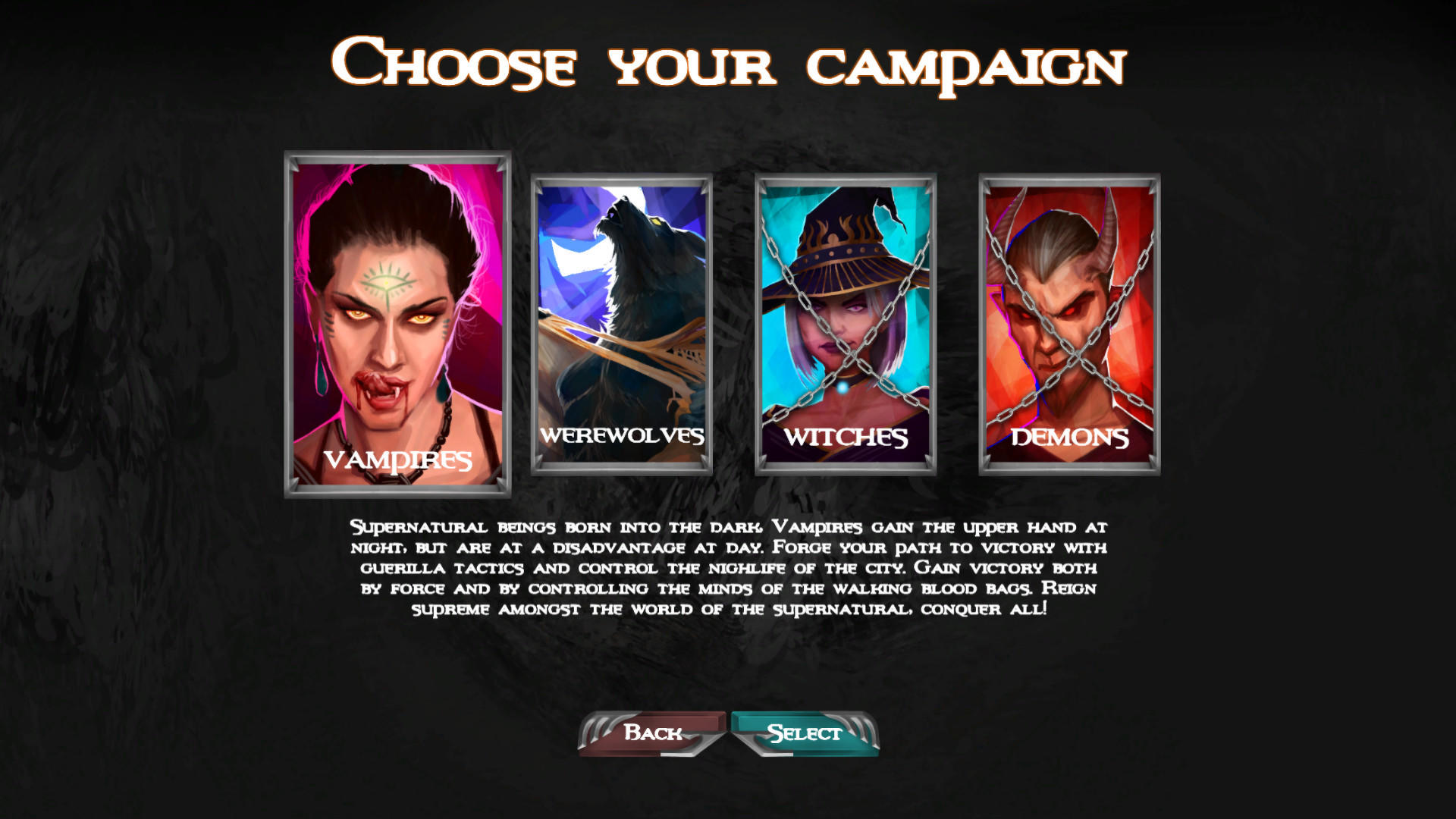 Urban Fantasy: Vampires vs Werewolves Game Screenshot