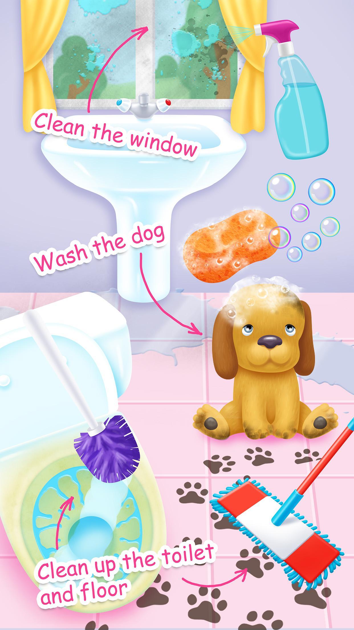 Captura de Tela do Jogo Doll House Cleanup