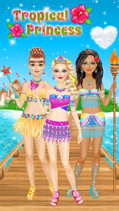 Screenshot 1 of Principessa tropicale: trucco per ragazze e giochi di vestire 